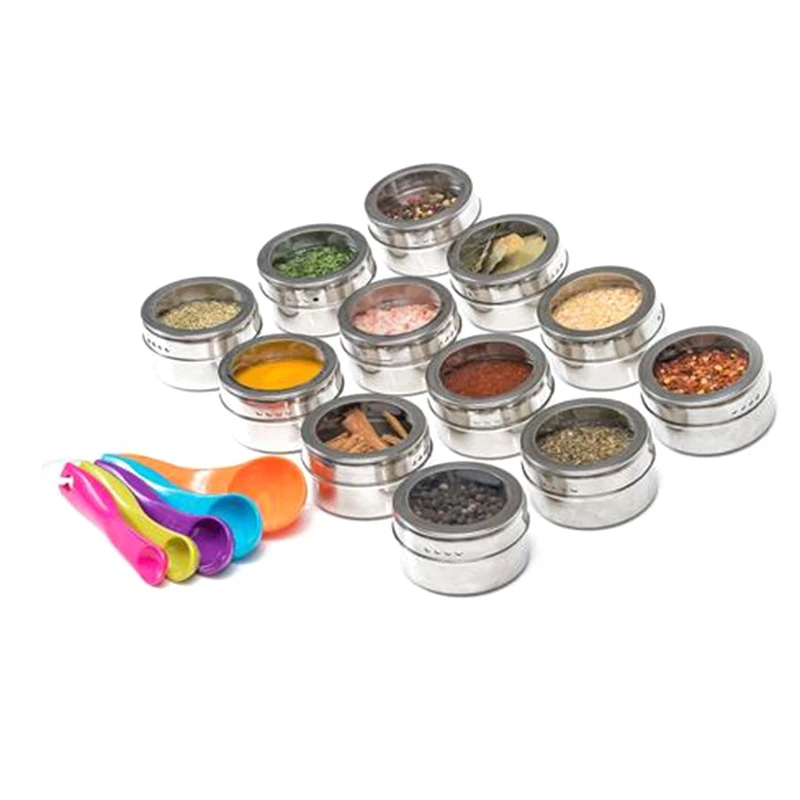 17Pcs Magnetic Spice Jars Container Set with Labels Stickers Pen Seasoning Bottle Pepper Storage Favor of Elefants