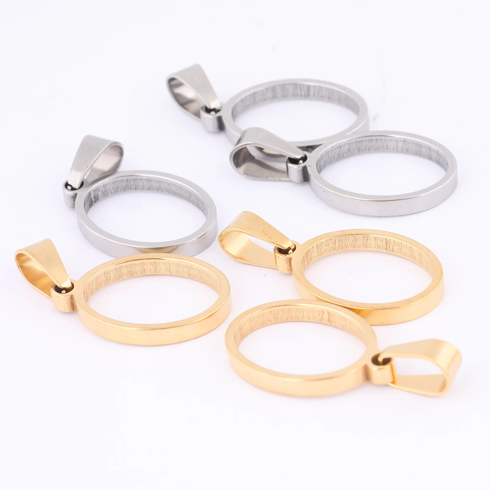 10pcs stainless steel gold plated 13x18mm oval open bezel charms diy hollow pendant frame blanks for resin jewelry making