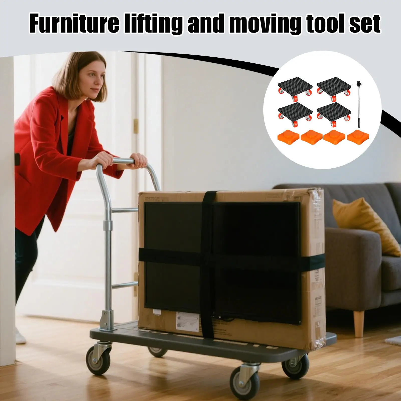 Déménageurs de meubles avec roues, rouleaux mobiles de 1100 lb pour la maison, ensemble de déménageurs de meubles rotatifs à 360 degrés pour canapé, matelas, armoire de Piano