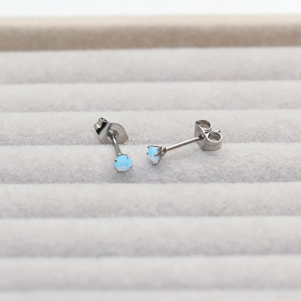 1 Paar 3mm Nami-Stein-Ohrstecker, Allergiefreie Edelstahlnadel, Schmuck für Jungen, Mädchen, Männer und Frauen – Detail 2