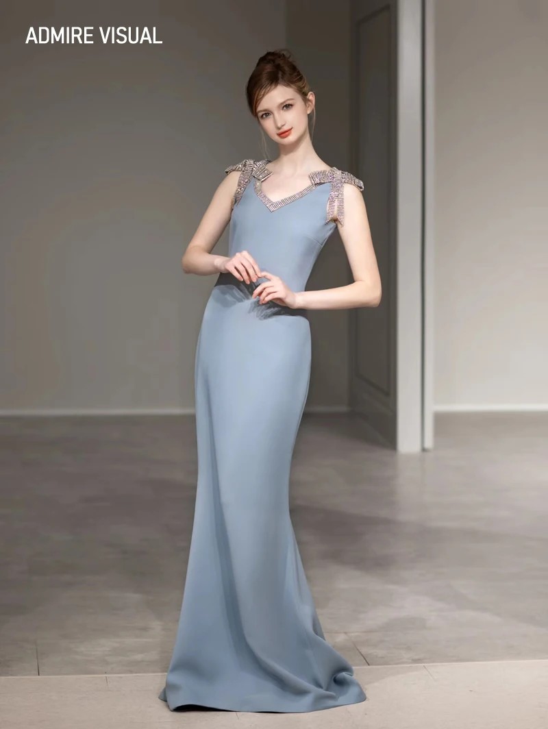 Long Prom Dress Mermai V-Neck Neckline  Sleeveless With Bow On The Shoulder Elegant Special Occasion Gowns