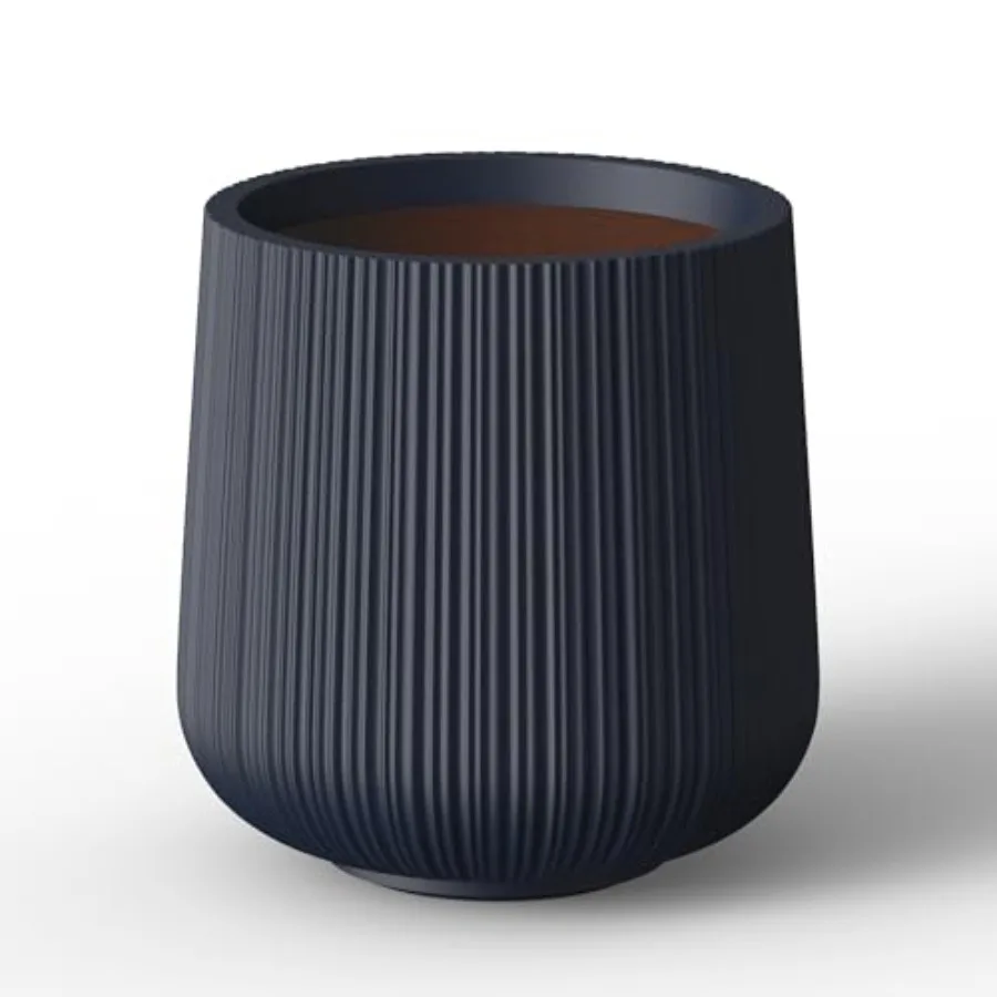 

Круглое рифленое бетонное кашпо диаметром 13,0 см, большой горшок для растений с дренажем, гладкое угольное покрытие с окрашенной внутренней поверхностью, для использования в помещении