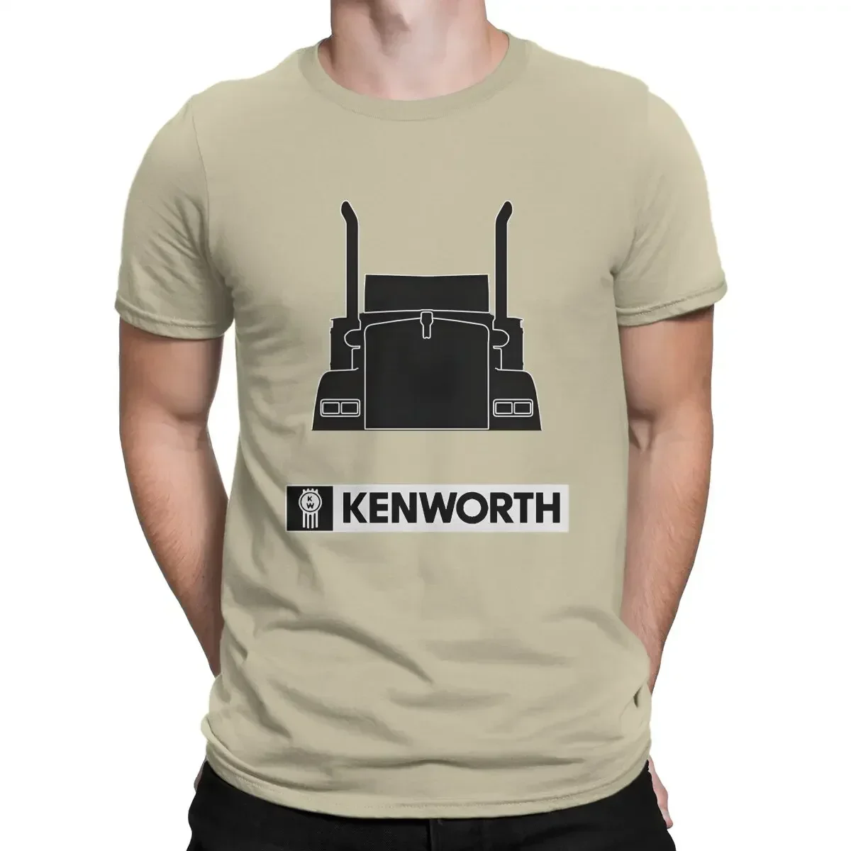 for Men Cotton Funny T-Shirt Round Neck Kenworth Tee Shirt Short Sleeve Tops Birthday Present Outline Truck T Shirt