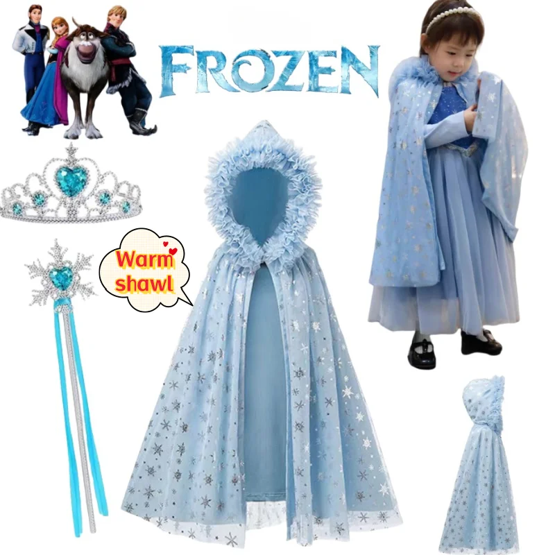 

Новая милая накидка с капюшоном из мультфильма «Холодное сердце», Эльза Анна, высококачественный внешний вид, зимняя верхняя одежда с сердечками для девочек, ветрозащитная и теплая шаль