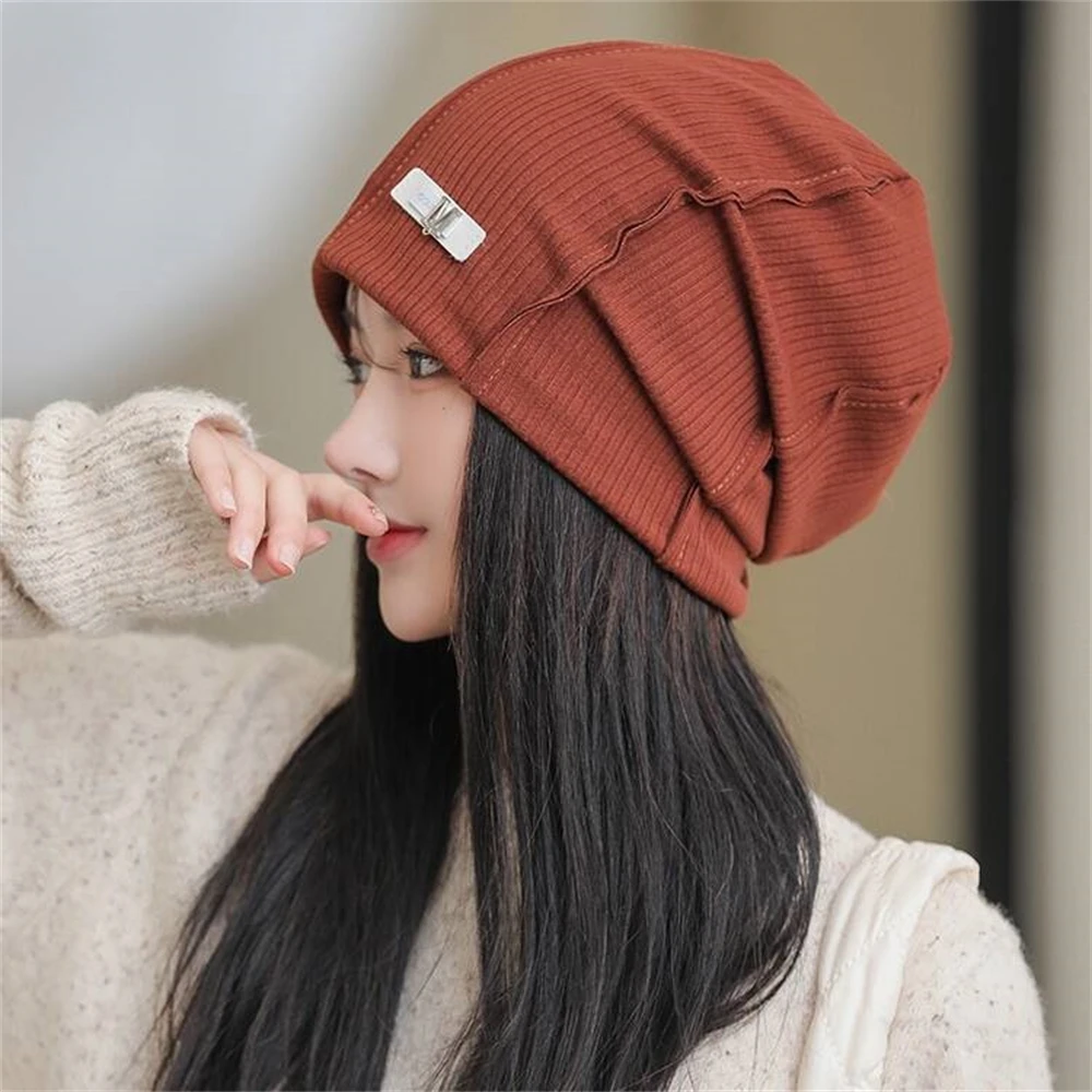 Fashion Beanie Hat Women\'s Fashion Unisex New 2024 Spring and Autumn Solid Color Hat Men\'s Pile Head Skull Cap Hip Hop Beanie