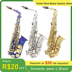 Alto Saxophone Eb E Flat Brass Lacquered Gold Blue Sax With Case Gloves Cleaning Cloth Woodwind Musical Instrument Accessories