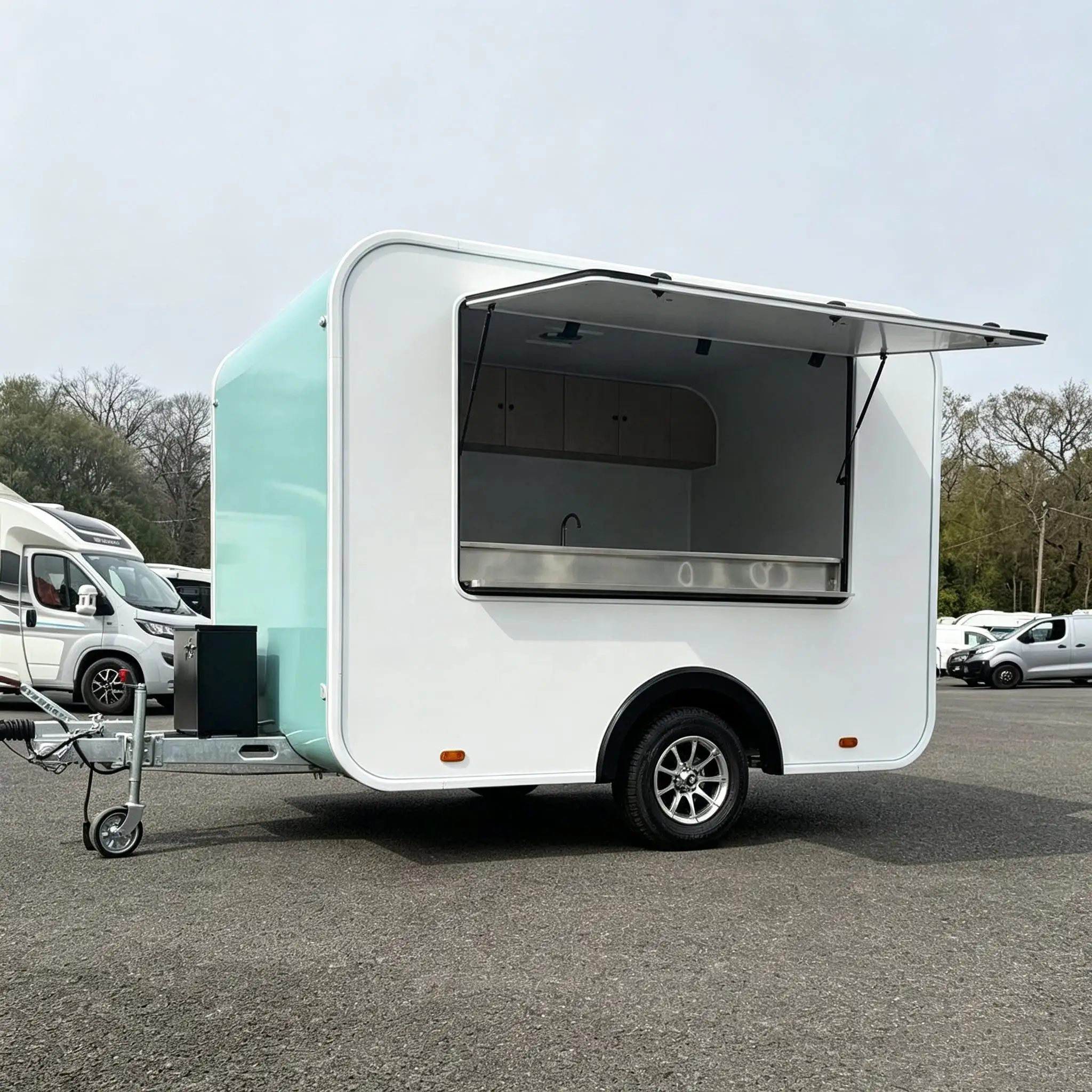 Small Startup Business Food Trailer Custom Color Compact Curved Mobile Concession Truck Mobile Kiosk for Refreshers Boba Tea