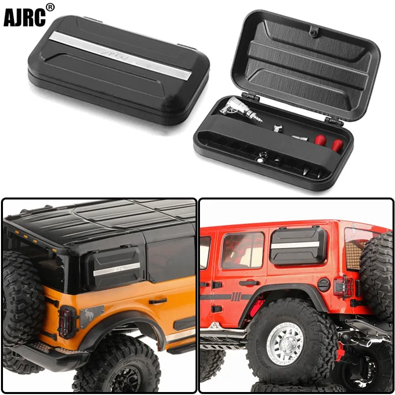 1/10 simulação modelo de escalada caixa de peças de carro para trx4 bronco axial scx10 tracion km300 caixa de ferramentas de bagagem mochila lateral