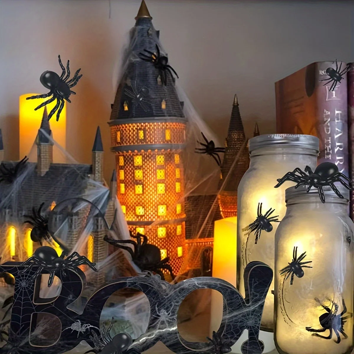 10 قطع، زينة الهالوين، مزحة، دعائم مزحة عنكبوت بلاستيكية صغيرة ومثيرة للاهتمام، عيد الميلاد، دعائم صور الهالوين