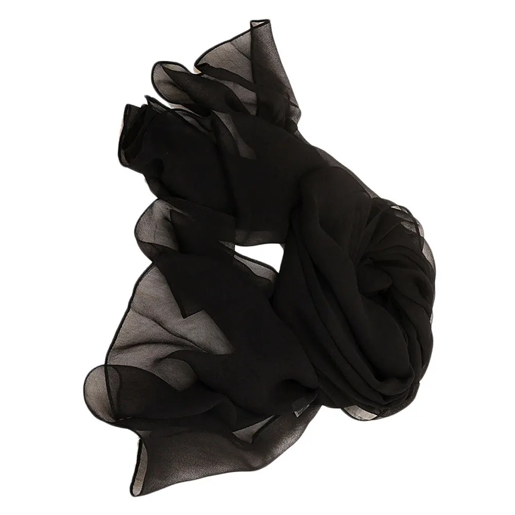 Bufanda de Color sólido, capa de baile con protección solar, chal negro de 160x50cm para mujer, bufanda doble, bufandas con protección solar para viajes familiares