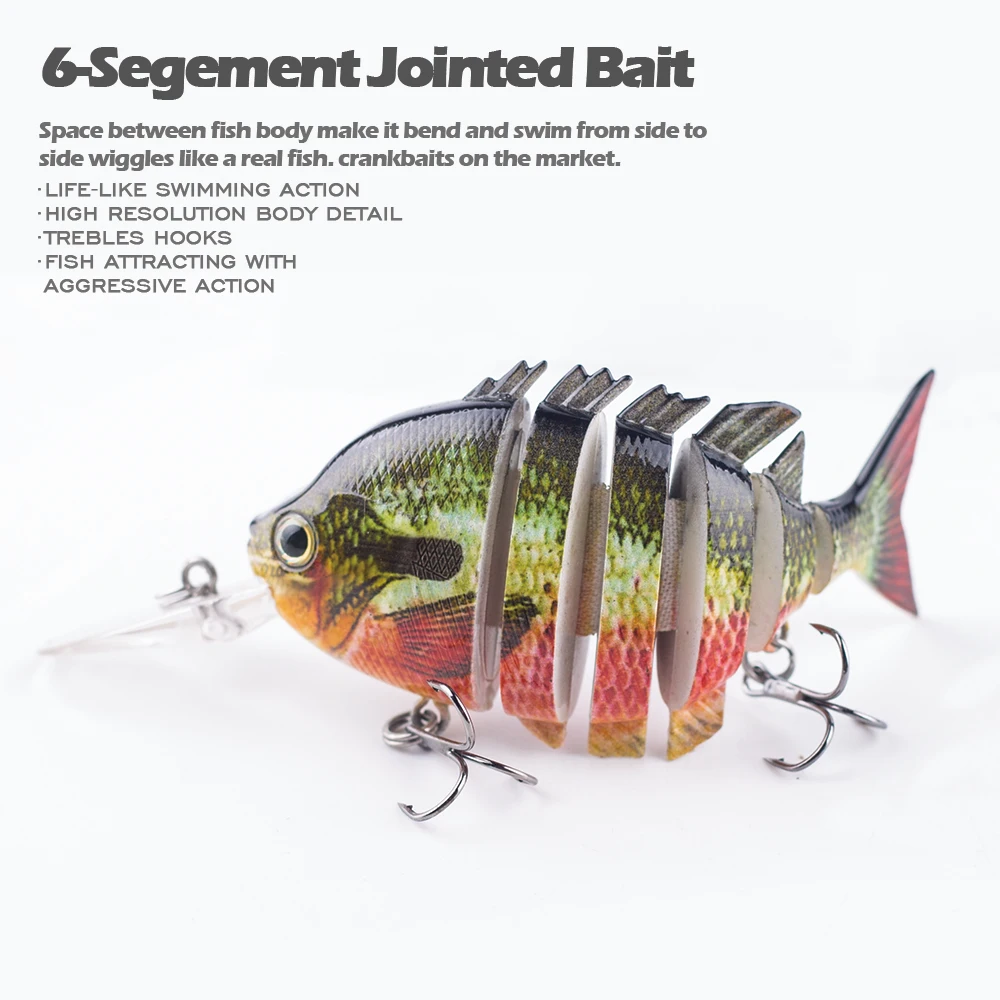 Hanlin 10cm 14g Bluegill Multi Jointed Long Tongue Fishing Lures Floating Shad Baits Wobbler Hard Body Swimbait Sunfish Tackle