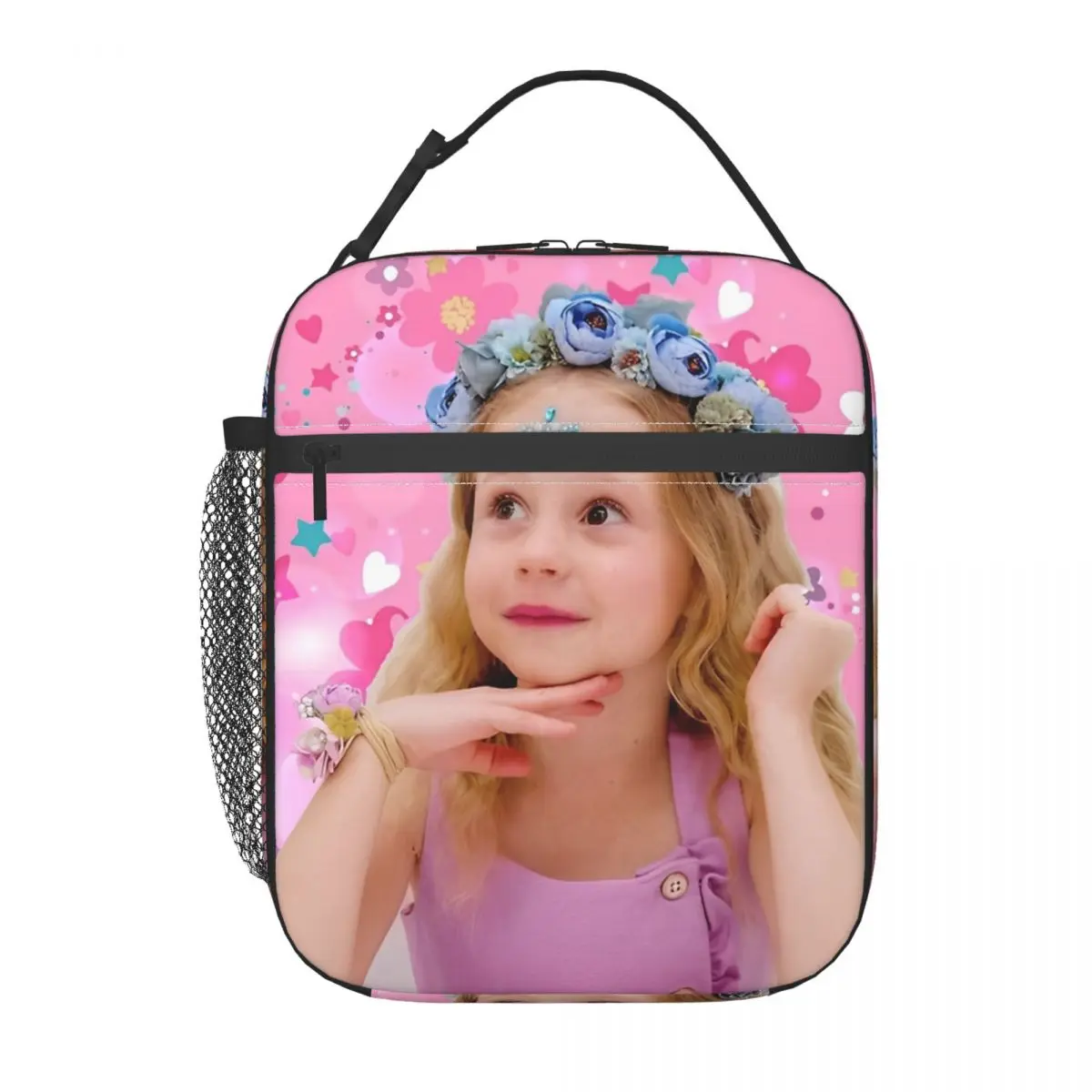 

Like Nastya Blue Flowers Crown Colorful Insulated Lunch Bag Kawaii Food Container Leakproof Thermal Cooler Bento Box For Travel