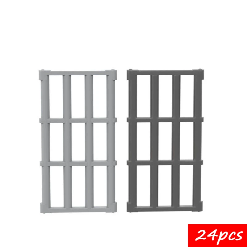 24pcs 92589 1x4x6 Prison Bar Window - MOC Building Blocks Parts Compatible with Major Brands for Jail Castle Building