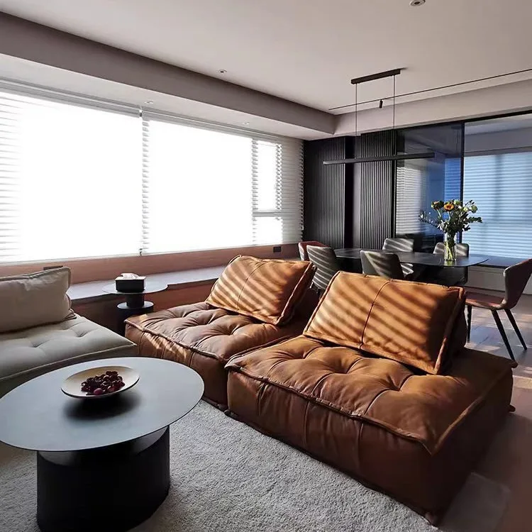 #Original Dutch ASIADES Nordic Emoticon with Antique Style/Piedmont Leather Sofa Combination Module