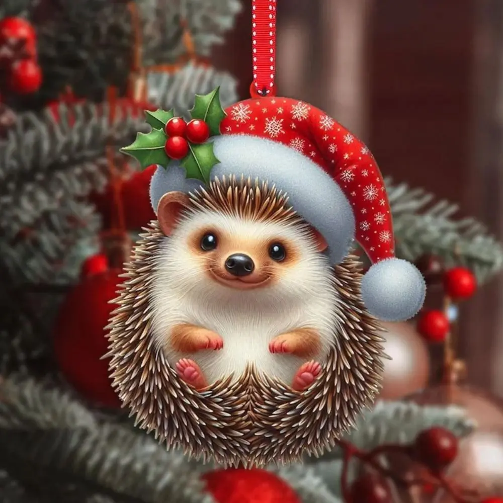 2D Christmas Squirrel Pendant Hedgehog/Sheep Cartoon Christmas Tree Pendant Xmas Dolphin Pendant Decorative