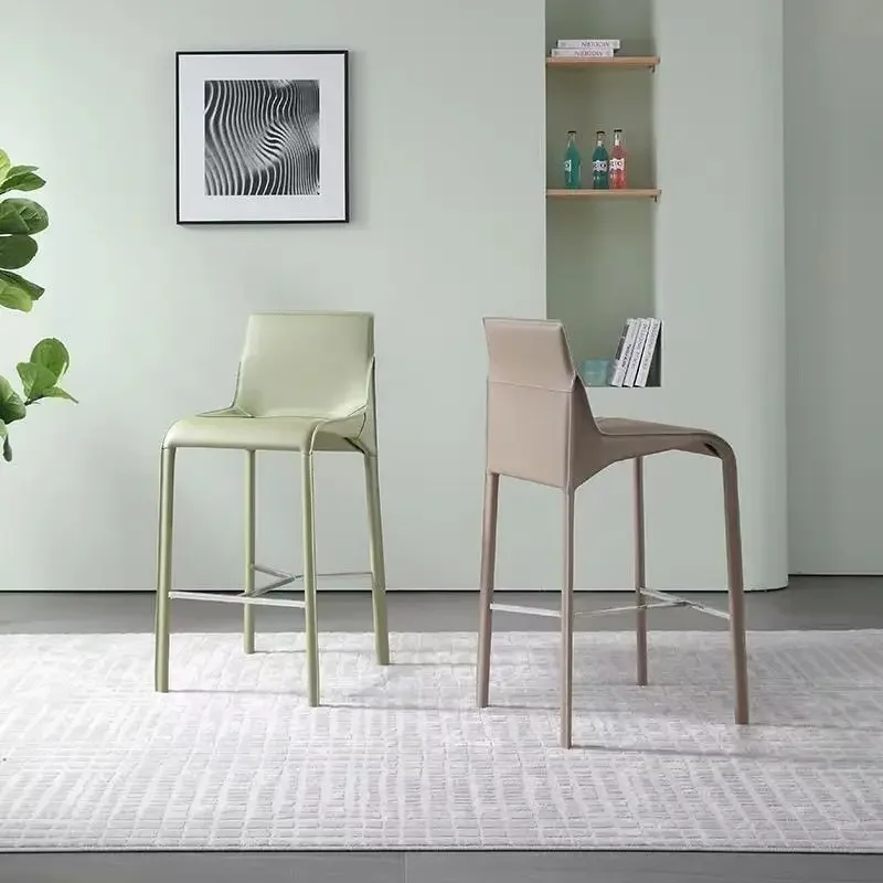 

#k for Modern Minimalist Leather Bar Stool, High - End Upholstered High Chair for Home Bar Kitchen Island Living Room Decor*