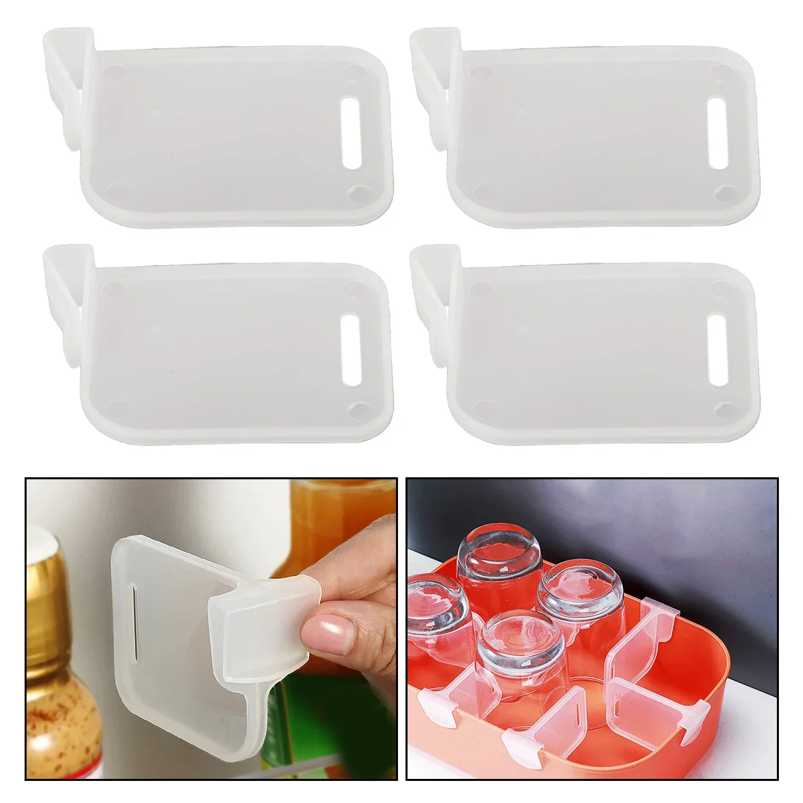4pcs Refrigerator Storage Partition Board Retractable Plastic Divider Partition Board Kitchen Bottle Can Rack Shelf Organizer