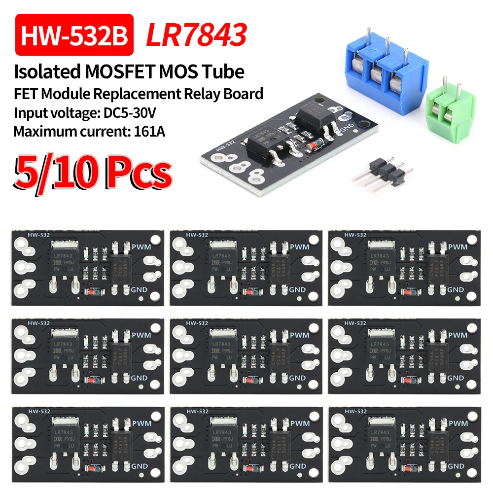 5/10Pcs LR7843 Isolated MOSFET MOS Tube FET Module with High and Low Level Controller