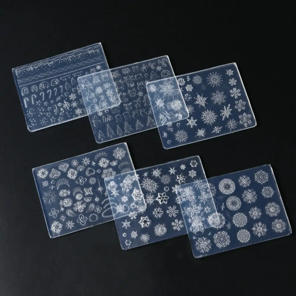 3D nagels kunst siliconen mal pad sneeuwvlok sneeuwpop kerstman nagel carving manicure tool winter kerst reliëf gel stencils DIY