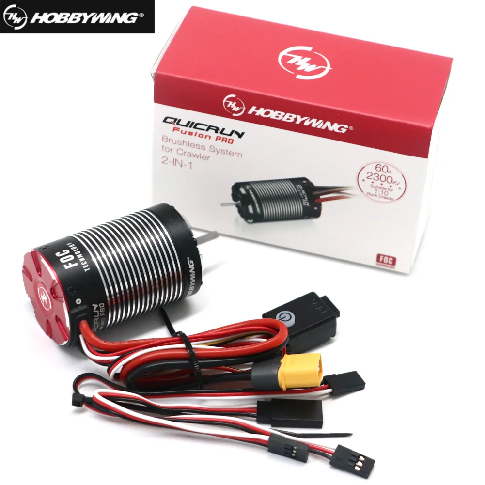 HobbyWing QuicRun Fusion Pro 540 2300KV Brushless Sensored Motor Built In 60A ESC 2 in 1 for 1/10 RC Climbing Car Model