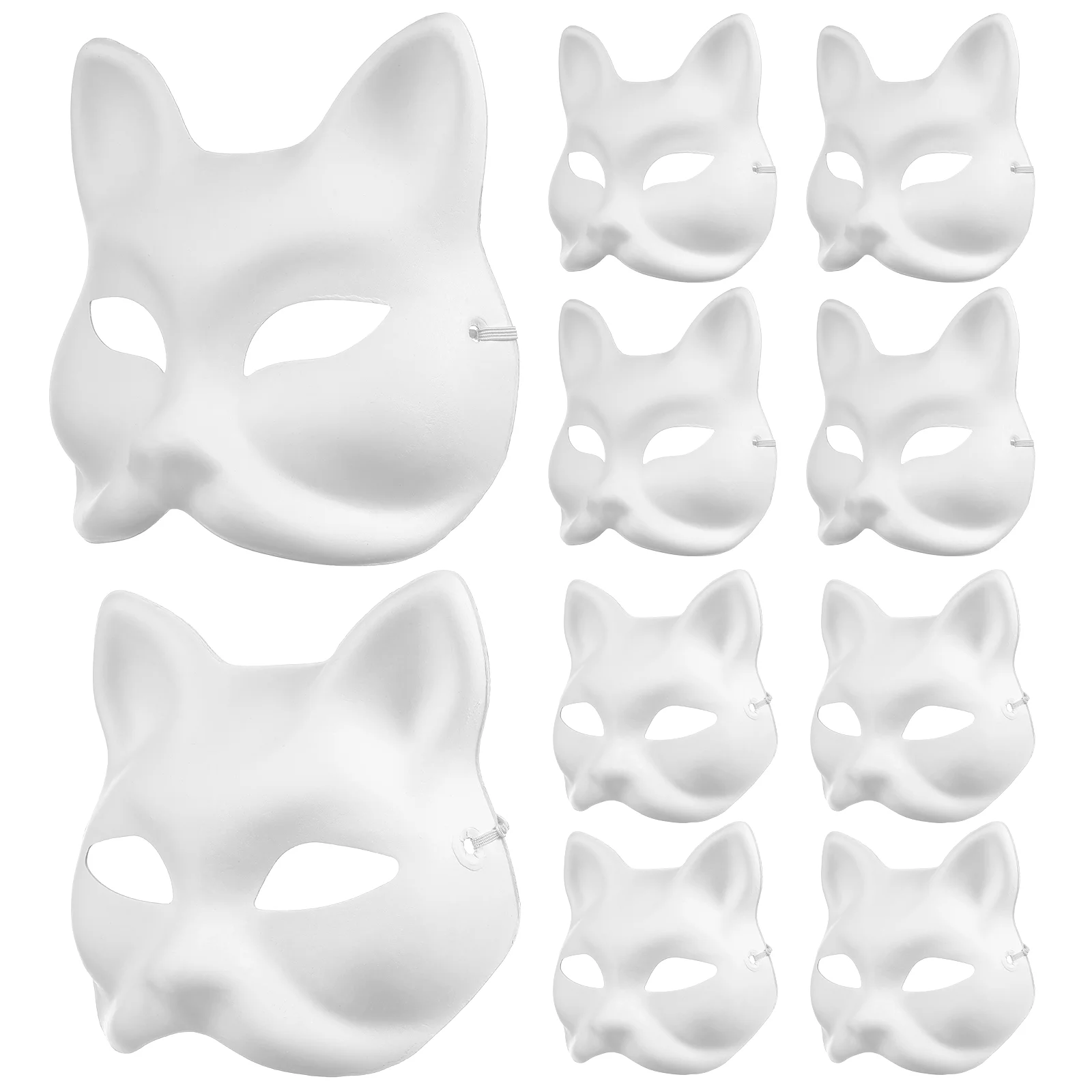 10 Uds. Máscara en blanco disfraces de Halloween máscaras de papel DIY mascarada para Cosplay ropa de fiesta gato adultos niños