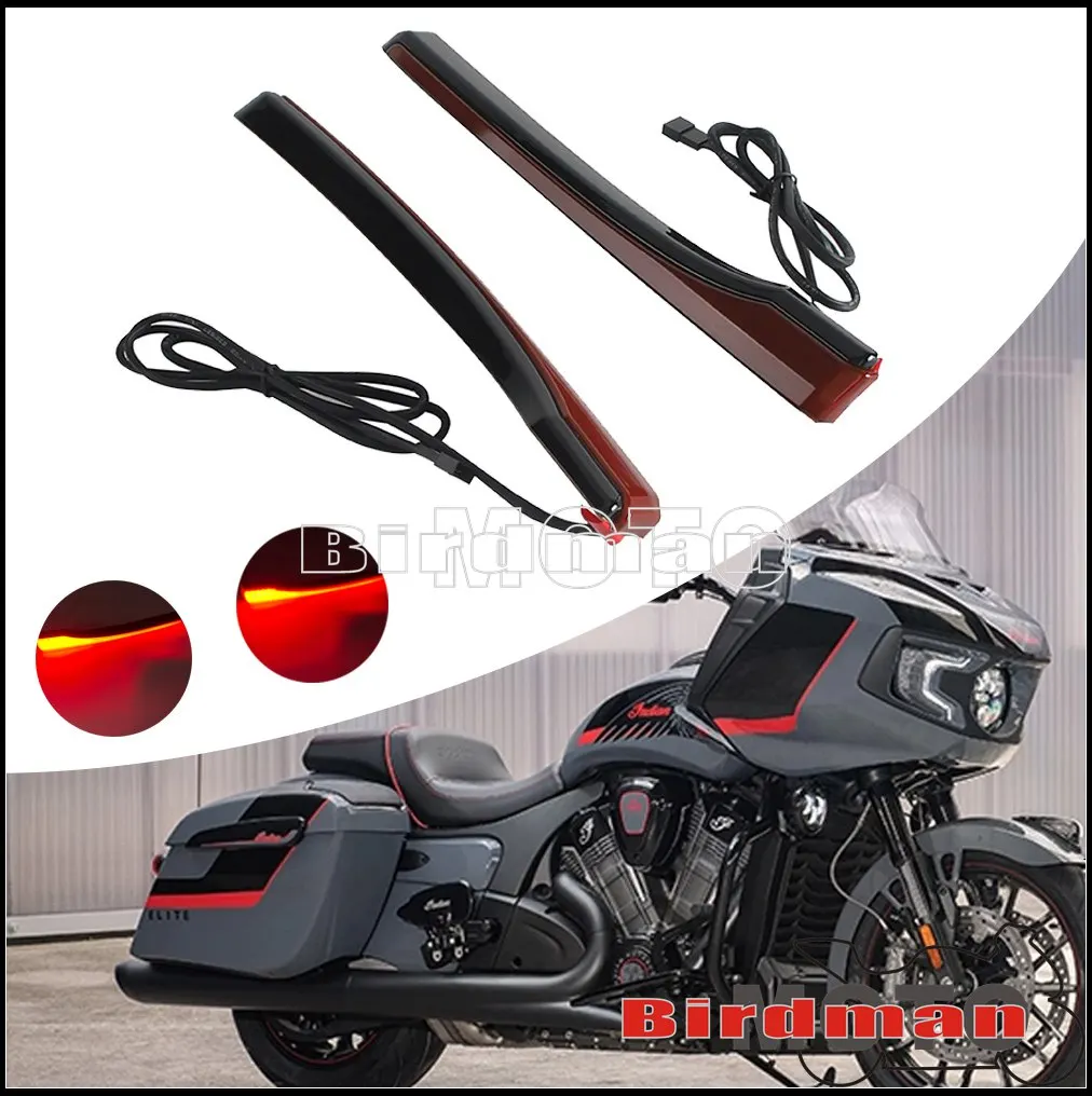 LED Tour Luggage Turn Signal Lights Taillights Rear Brake Flashing Trunk Side Run Light Fit For 22-Up Indian Challenger Elite