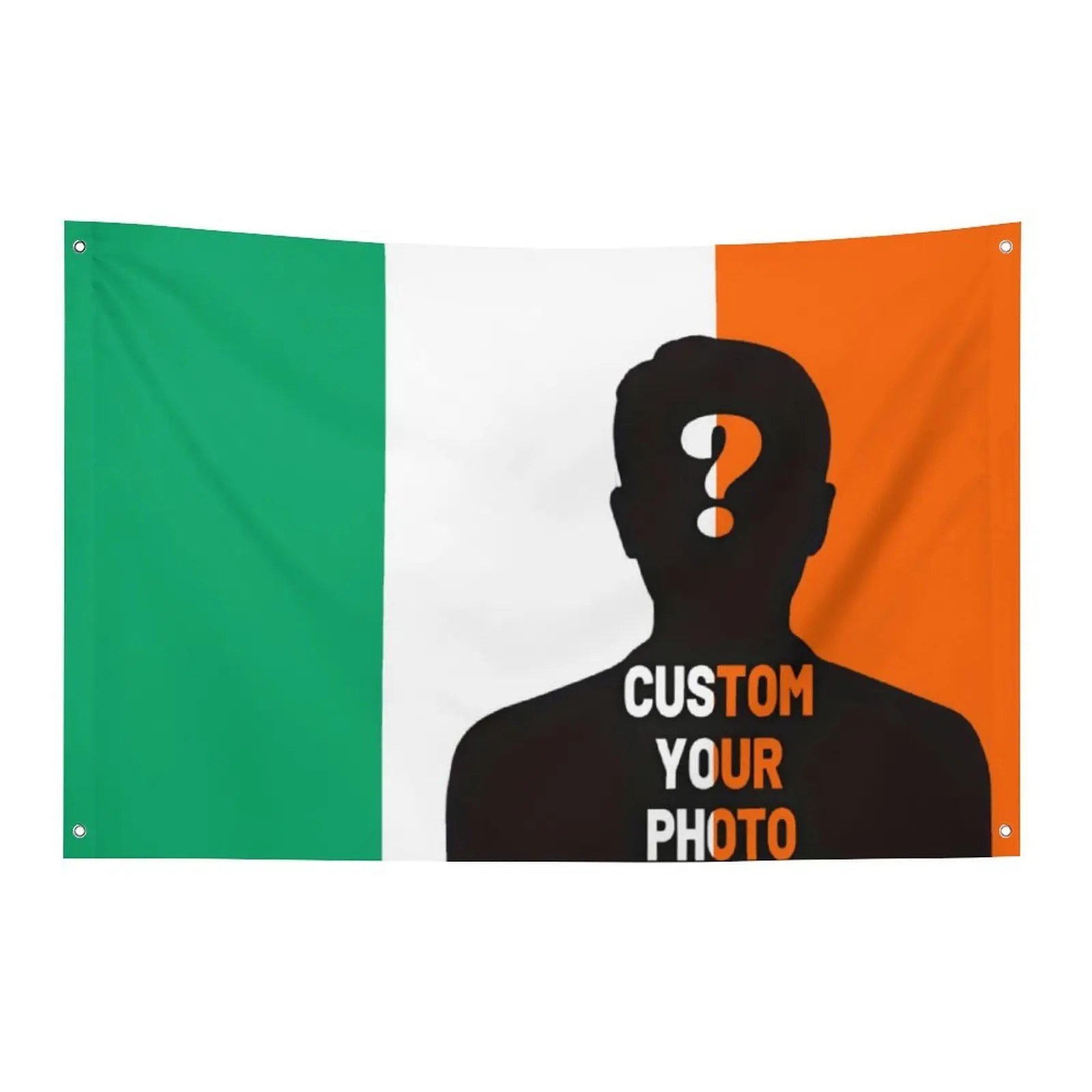 Custom Ireland Flag Picture Outdoor Personlized Photo Banner Tapestry Flag Polyester Flag 4 Eyelets Room Decor Funny Party Gift