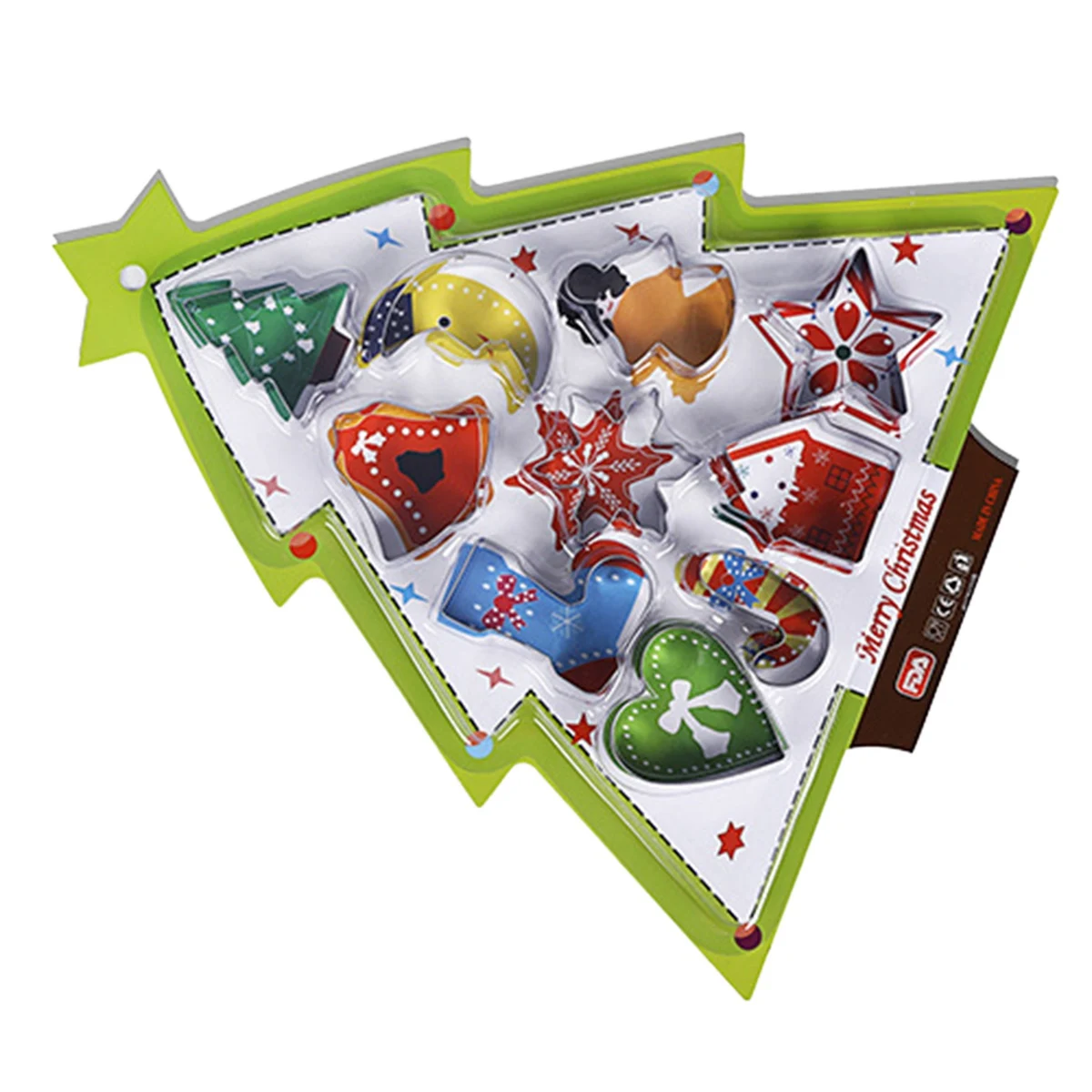 AS94-10-Piece Set Christmas Tree Series Baking Biscuit Mold Stainless Steel Biscuit Mold Combination Fruit Cutting Tool