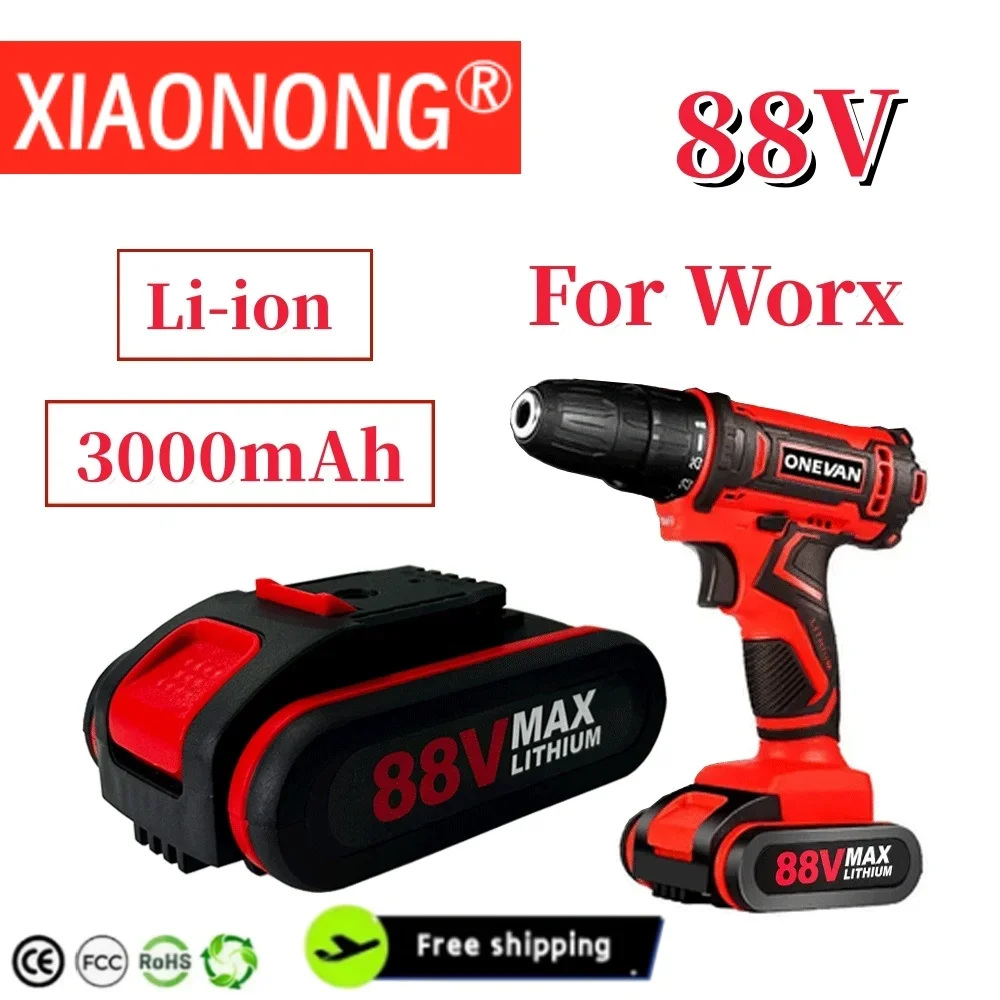 

For Worx 88V 3000mAh Rechargeable Li-ion Battery Suitable for Cordless Screwdriver Power Tools Replacement Battery