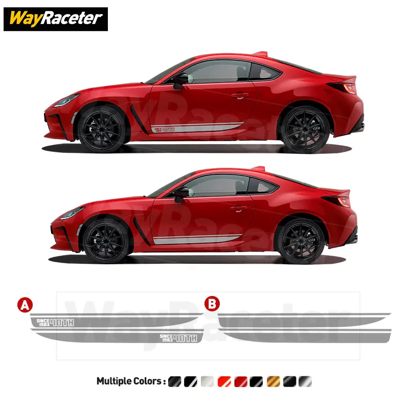 

2 Pcs/Set Edition Widebody Door Side Stripes Sticker For Toyota 86 2026 GR86 2025 2024 2023 2022 40th Anniversary Accessories