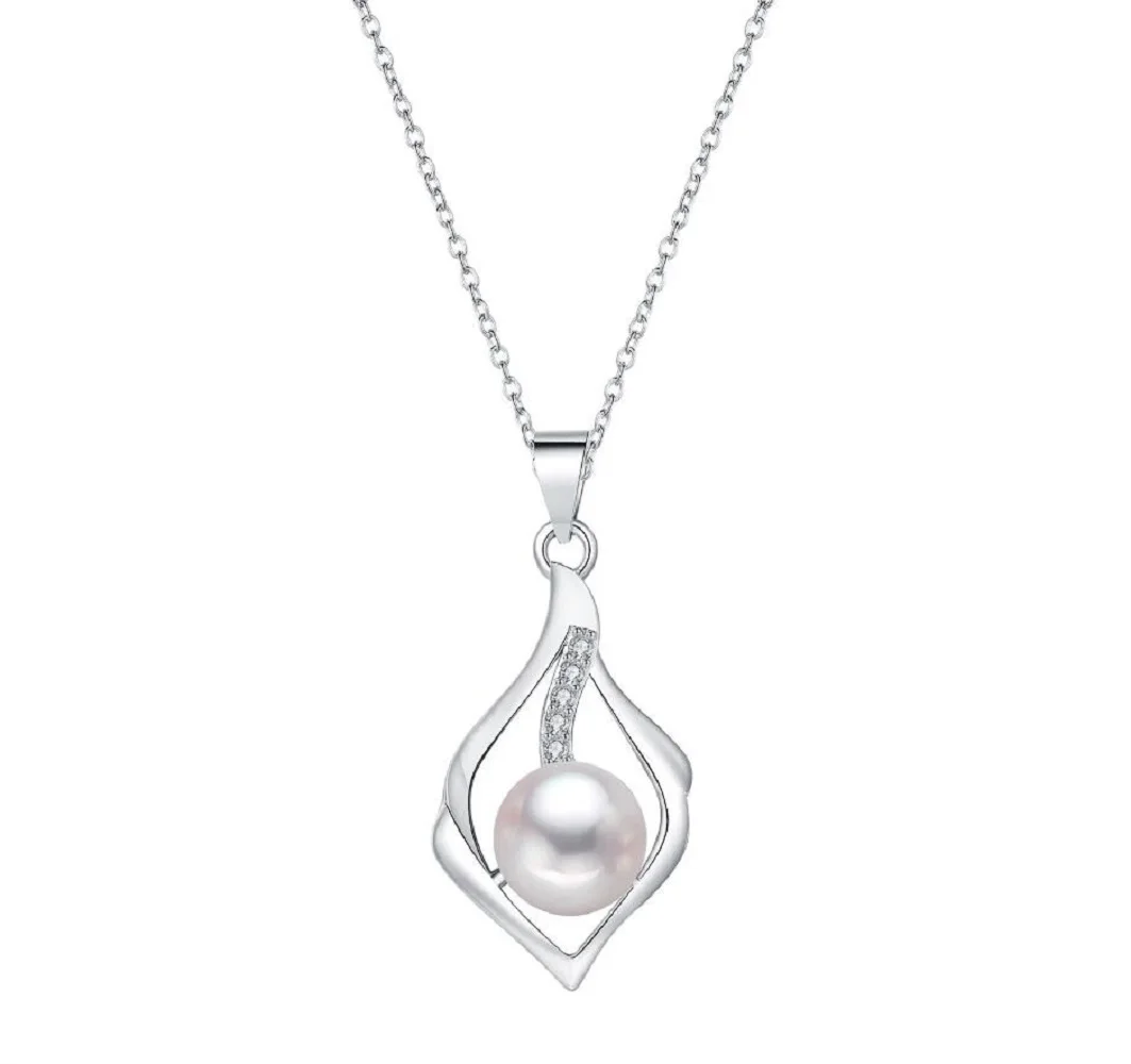 

925 sterling silver AAA7-8mm natural South Sea pearl pendant necklace for women 18inch