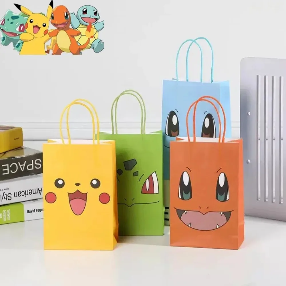 1/4 Stück Pokémon Papier-Geschenktüten Cartoon Anime Party-Geschenktüten Geburtstagsparty-Zubehör Süßigkeiten-Snack-Verpackungstüten mit Griffen