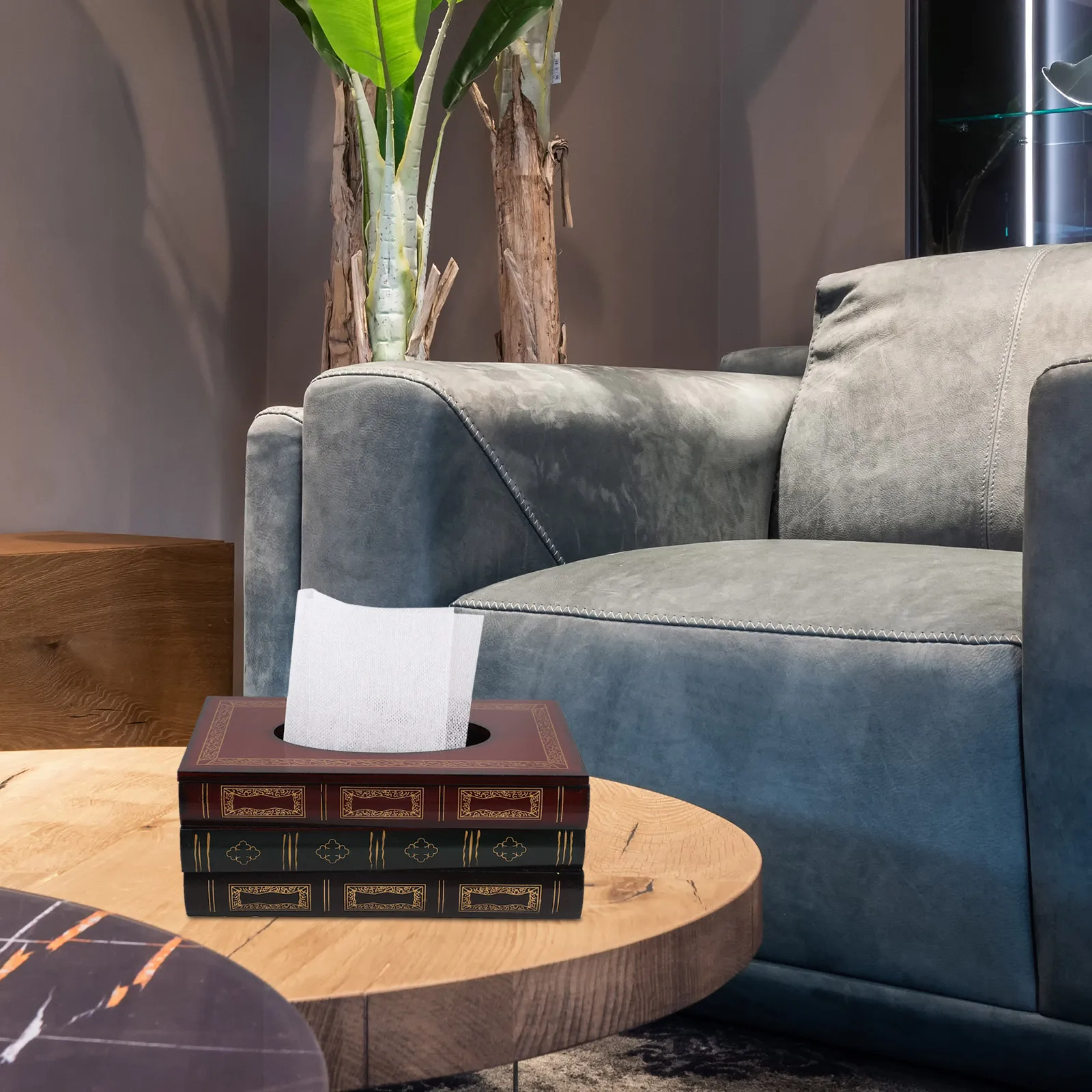 

Large Capacity Tissue Paper Box Book Tissue Box Vintage Wood Holder Size Reusable Safe Family Office Car Decor