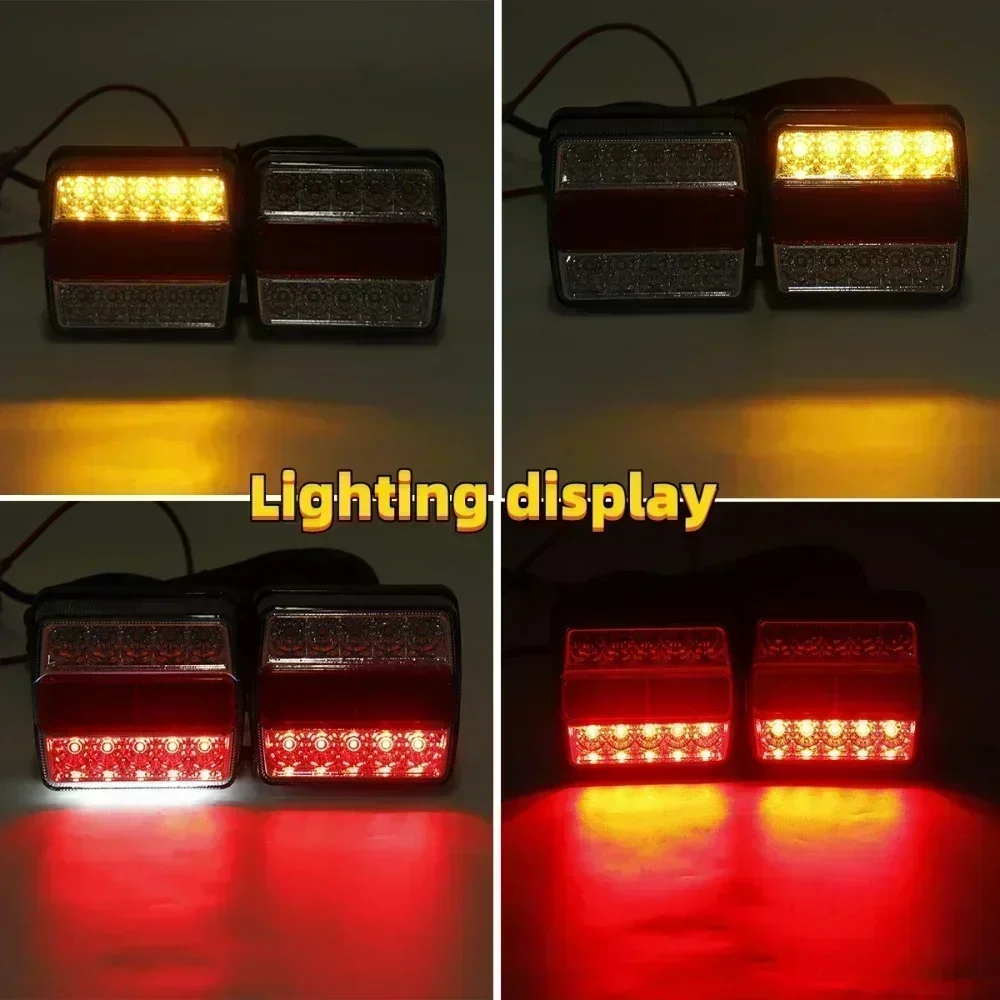 1 Set 12V Rear Combination Towing Tail Light 16 LED Trailer 10m Cable 7 Pin Brake Stop License Number Plate Reflector Waterproof