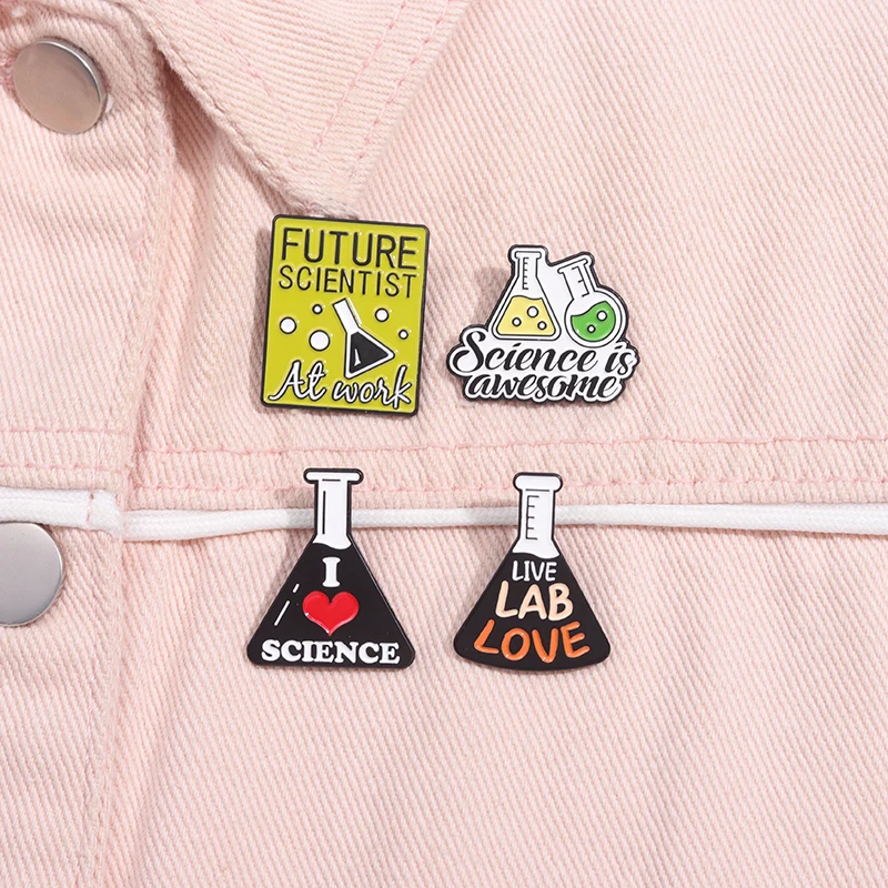 I Love Science Enamel Pins Science Is Answer Brooch Lapel Badges Jewelry Gift for Friends