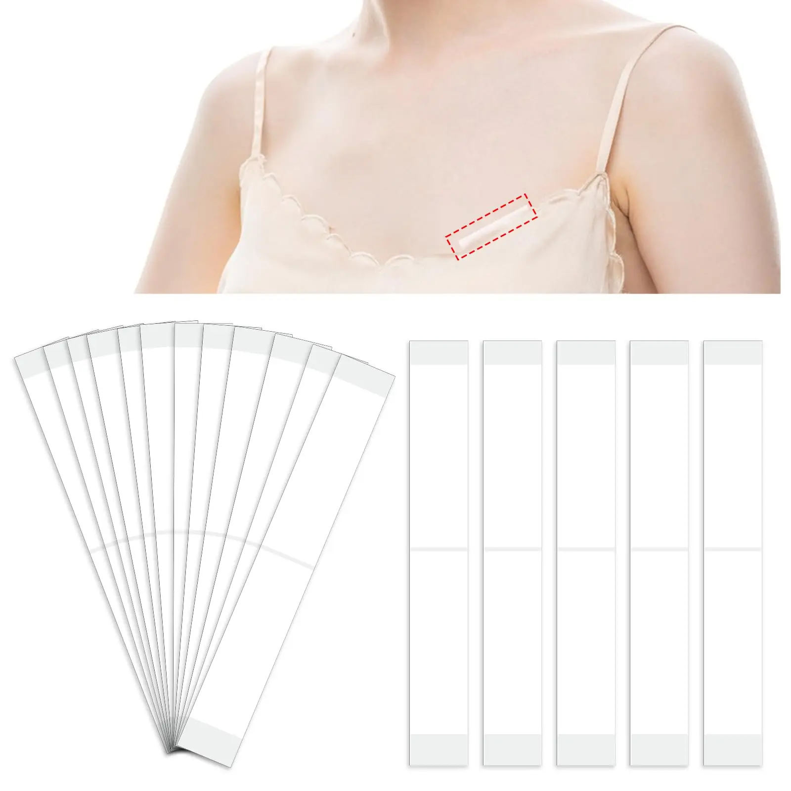 36PCS Invisible Double Sided Fashion Tape for Clothing Dress Bra Strap Anti-Slip Skin Safe Secret Adhesive Strip 1.2/1.8cmx8.5cm