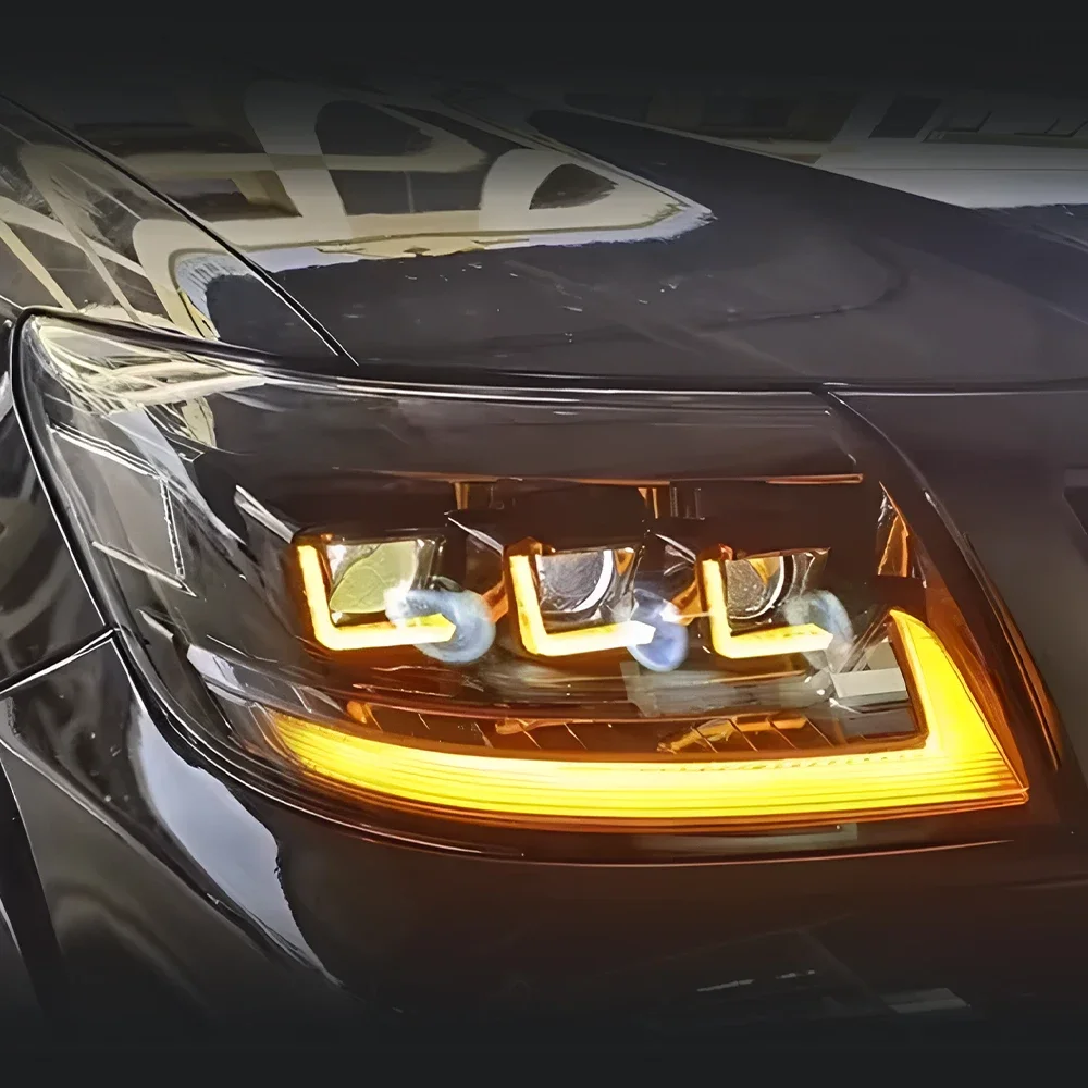 Car Head Lamp For Toyota Hilux Revo Vigo 2012-2014 Upgrade LED Projector Three Lens Dynamic Turn Signal Light  Accessories