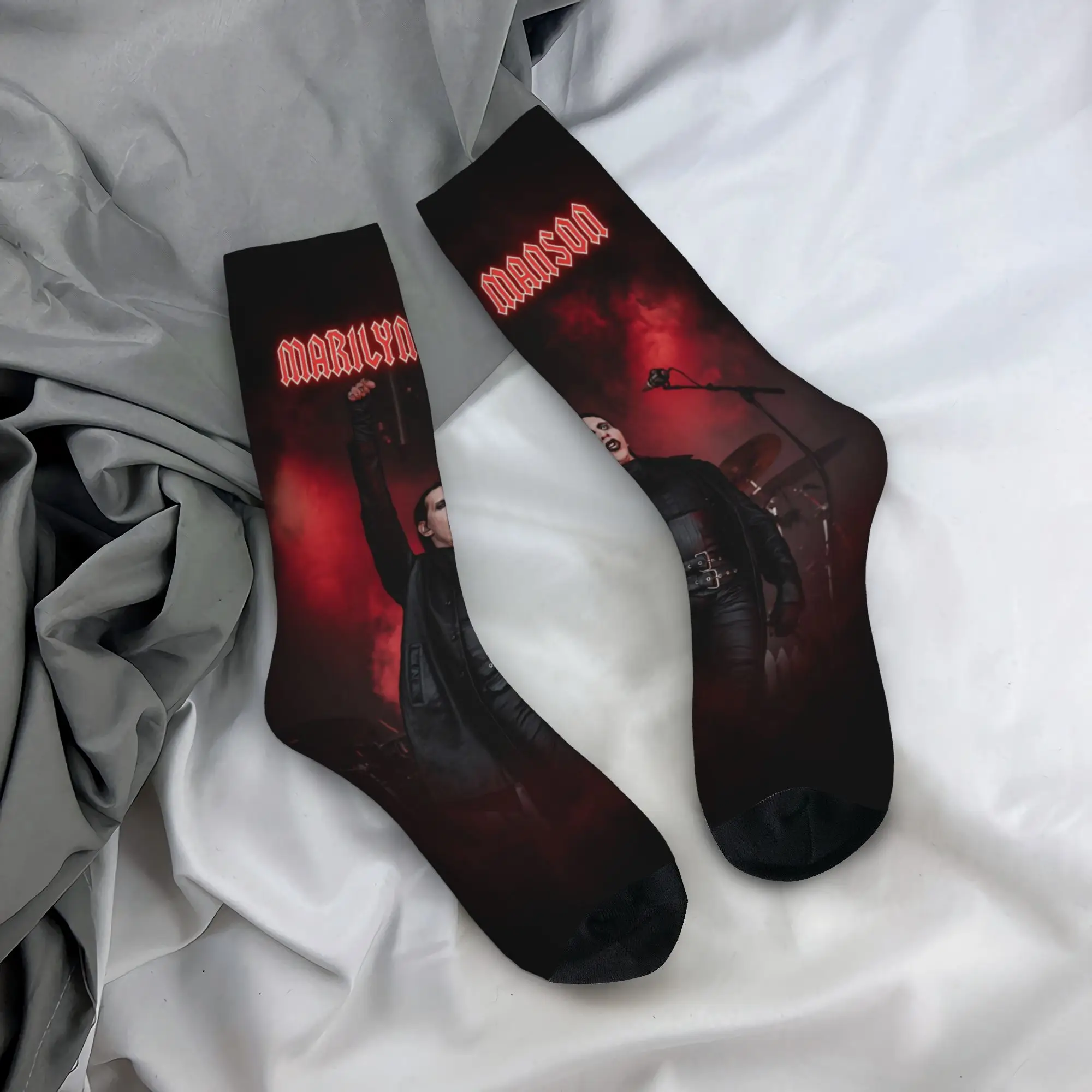 Men Women Marilyns Mansons Socks Cotton Fashion  Socks Crazy Merchandise Middle Tube Crew Socks Wonderful Gifts