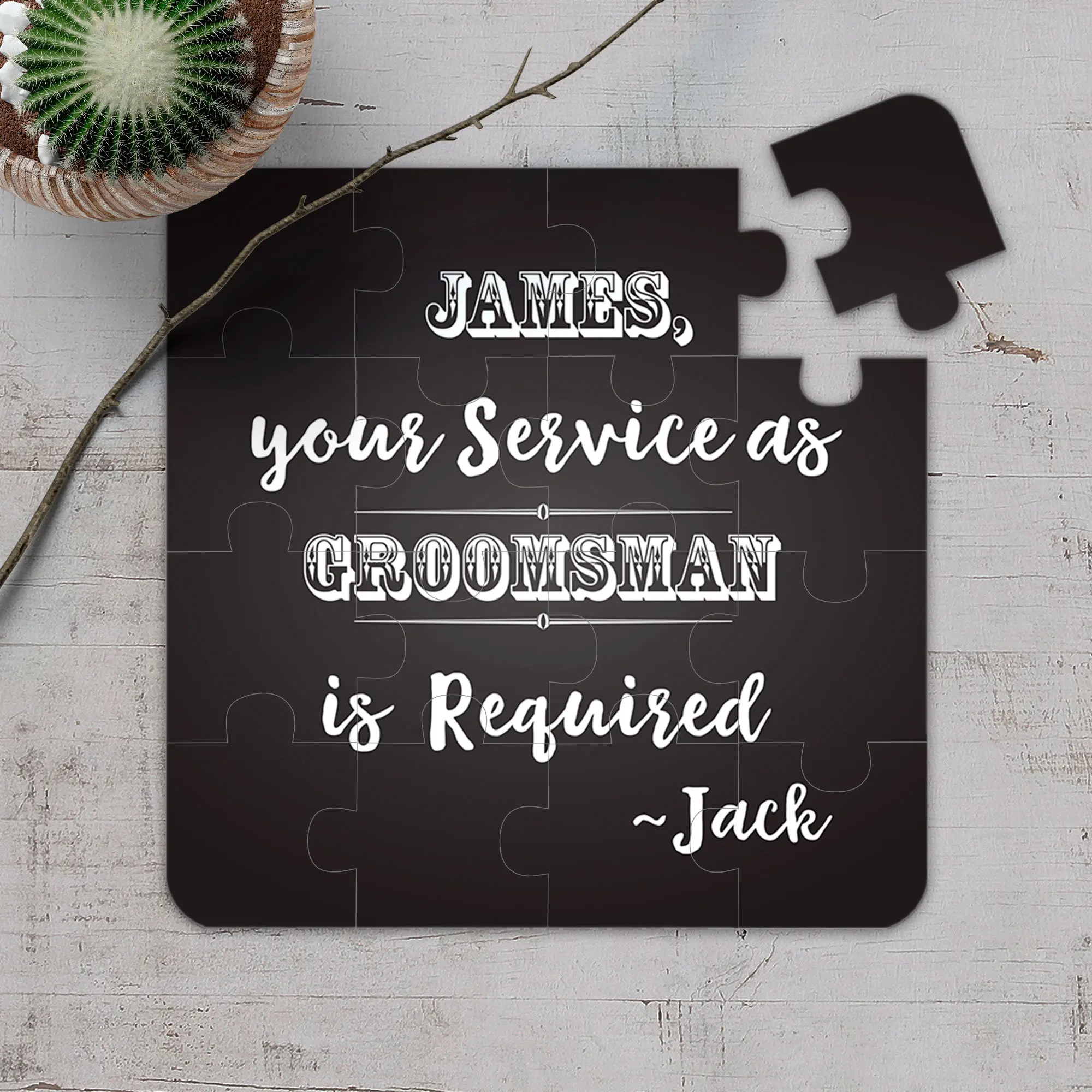 

16*16CM Personalized Jigsaw, Custom Pretty Puzzles,"Will You Be My Best Man" Black Groomsman Proposal,3*5=15PCs Wedding Gifts