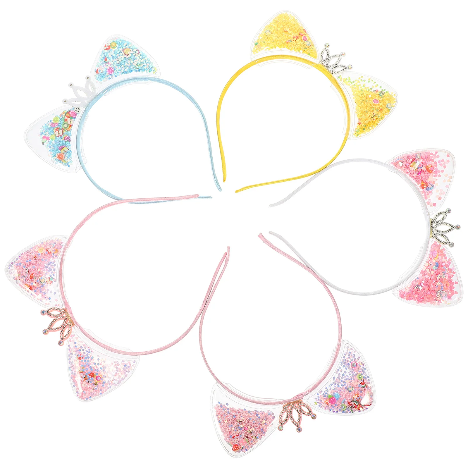 

5 Pcs Cat Hat Ear Headband Hair Accessories for Party Korean Version Quicksand Headdress