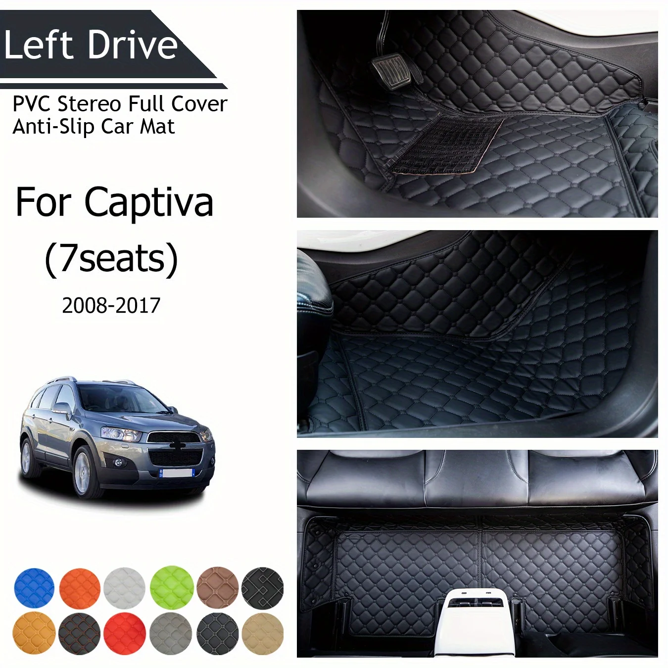 

TEGART 【LHD】For Chevrolet For Captiva(7seats) 2008-2017 Three Layer PVC Stereo Full Cover Anti-Slip Car Mat Car Floor Mats