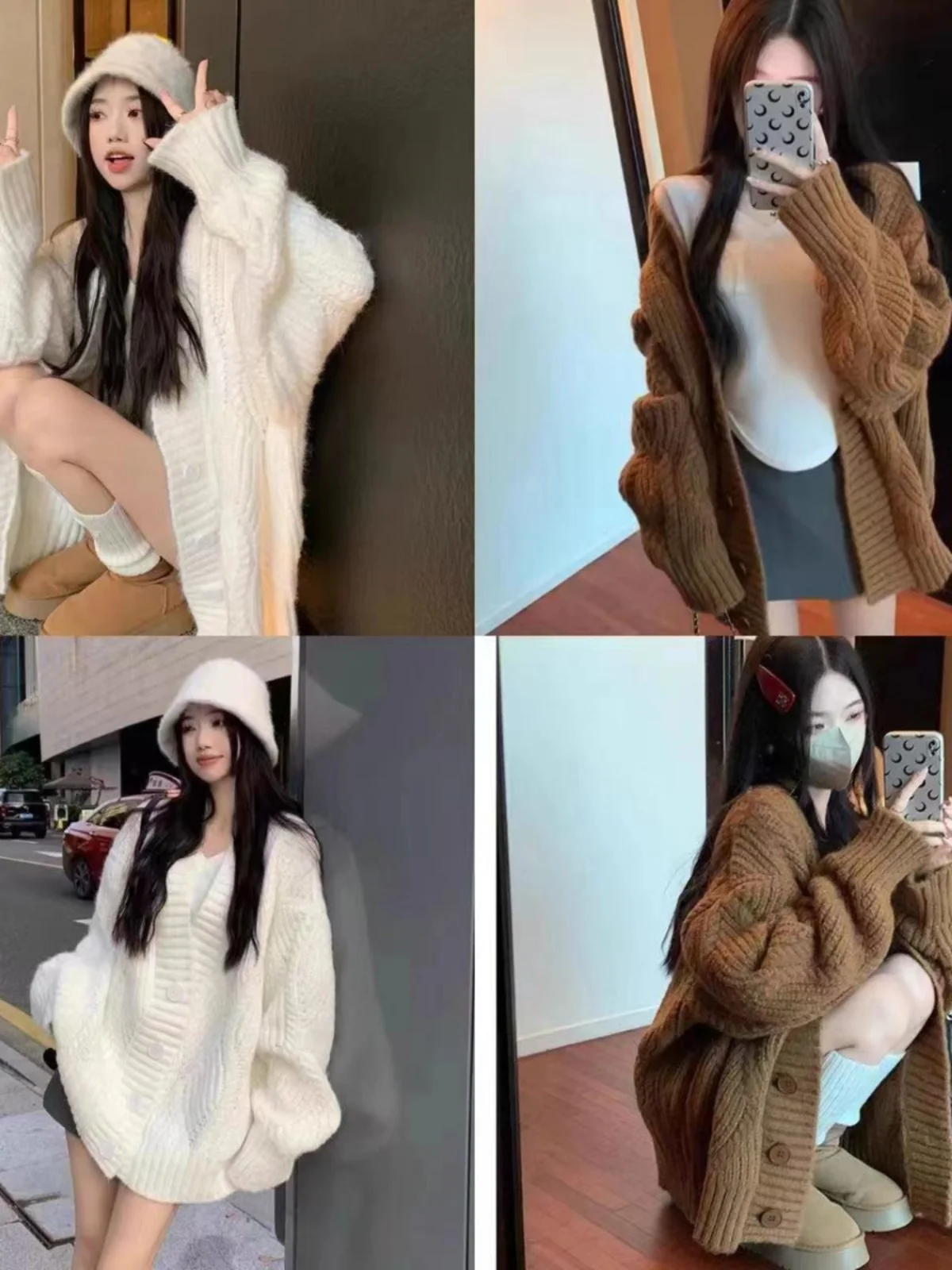 لينة Thiened الخريف الشتاء البني فضفاض سترة مشغولة من الصوف سترة V-Ne طويلة Sve منتصف طول معطف للنساء تخفيف Sle #2