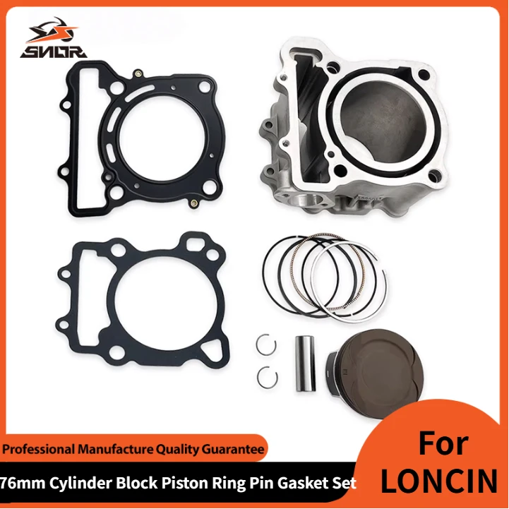 

SNOR 76mm Motorcycle Cylinder Kit Engine Parts Cylinder Block Piston Ring Pin Card Top Lower Gasket Set For LONCIN YBS300