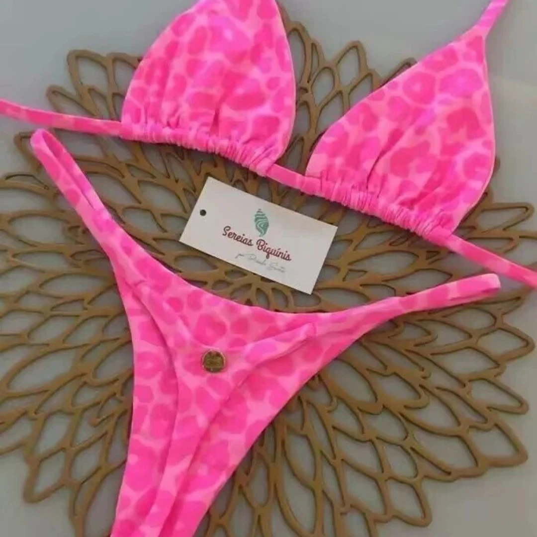 2025 Women's Push-Up Bikini Set Sexy Lifting Triangle Top & High Waist Bottom Tummy Control Swimsuit Women Thongs Panties Suit