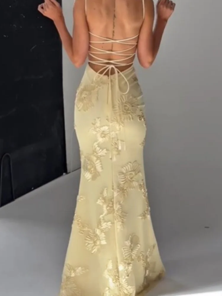 فستان طويل جديد فاخر ومثير ومطرز بالزهور من Tidalyf برقبة على شكل قلب كاميس قابل للتعديل فستان أنيق للحفلات النسائية #5