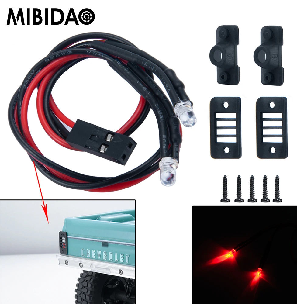 

MIBIDAO Red Rear LED Light Taillight for Axial SCX24 AXI00001 Chevrolet C10 1/24 RC Crawler Car Model Upgrade Parts