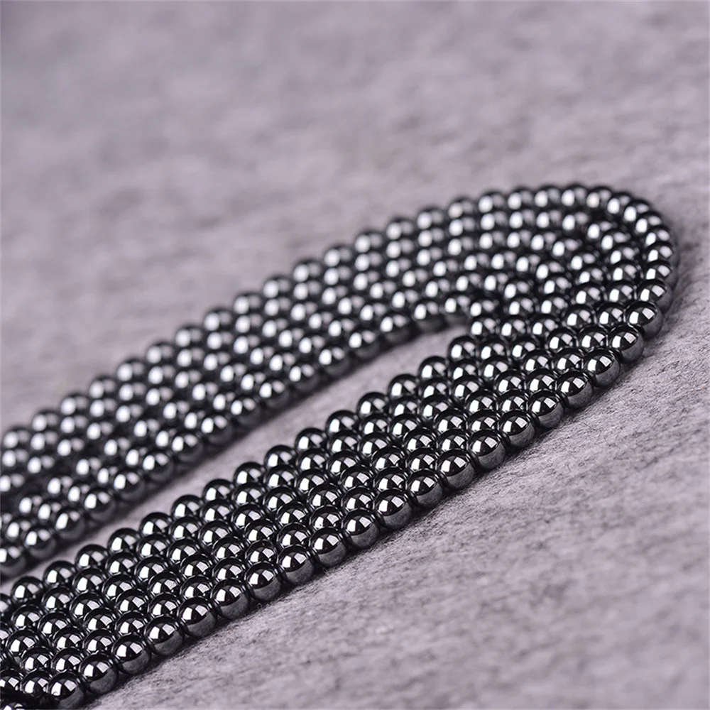 Magnetic Natural Black Hematite Stone 4mm 6mm 8mm Round Beads 15.5\