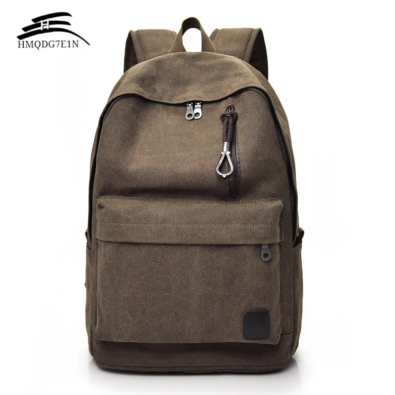 Men Canvas Backpack Male Laptop College Student School Bags for Teenager Vintage Mochila Casual Rucksack Travel Daypack