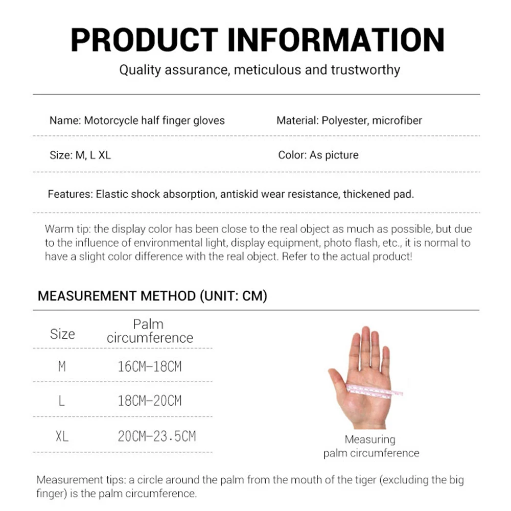 Musion Half Finger Gloves Design Gloves Outdoor Sports Motorcycle Cycling Non-slip