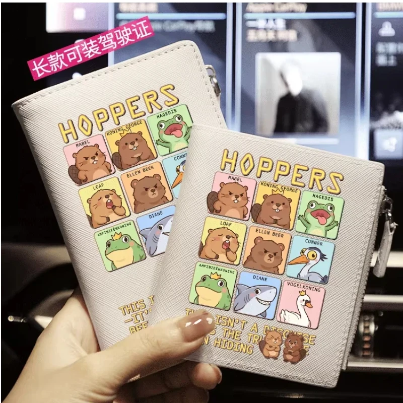 

Кошелек-картхолдер 2-в-1 Addickes Anime Cartoon Hoppers: милый дизайн с бобром и лягушкой, для студенток, высокая эстетика